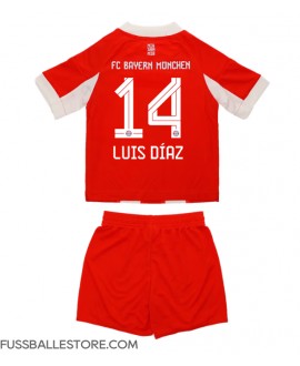 Günstige Bayern Munich Luis Diaz #14 Heimtrikotsatz Kinder 2025-26 Kurzarm (+ Kurze Hosen)